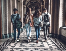 students walking to class